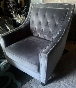 Abbyson Valentina Tufted Nailhead Velvet Accent Armchair