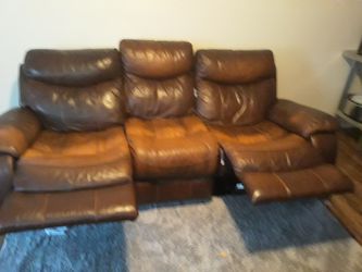 Leather reclining couch