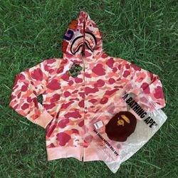 Pink Bape Hoodie Large New 