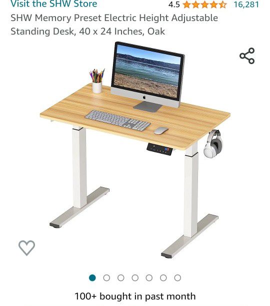 SHW Memory Preset Electric Height Adjustable Standing Desk, 40 x 24 Inches, Oak

