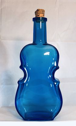 WHEATON COBALT BLUE GLASS VIOLIN SHAPED BOTTLE