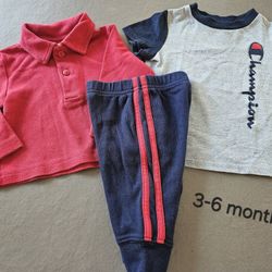 Baby Boy 3-6 month (Champion Shirt, Red Polo & Sweatpants)