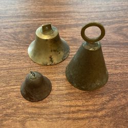3  Vintage Brass Bells 