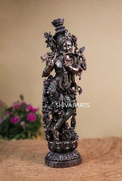 Brand New Krishna Statue Standing Bonded Bronze 15Inch Brown Color God of Love