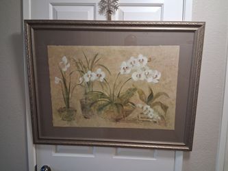 Orchids Print In Silver Frame.28" High/37" Wide