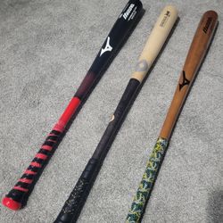 3 BRAND NEW Demarini & Mizuno Wood Baseball bats Size 33,34