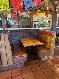 Wood Tables, wood chairs and bar stools