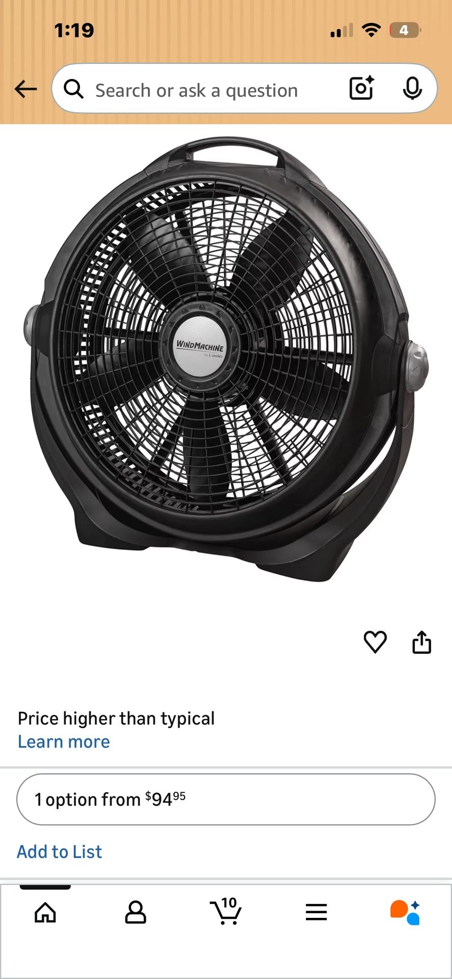 Lasko A20302 20" Wind Machine Air Circulator Floor Fan with 3 Speeds