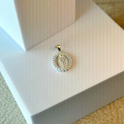 925 sterling silver zircon Our Lady of Guadalupe medal pendant
