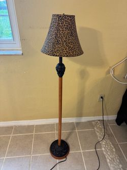 Floor Lamp with Leopard Print Shade