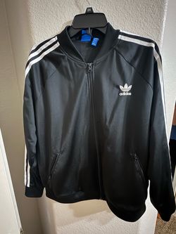 Adidas Originals Men’s XL Black Track Jacket Trefoil 3 Stripe Full Zip