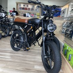 Brand New Cruiser Brown Leather Seat Super Movcan Electric Bike 32MpH Up To 70 Miles Range With Pedal Assist! Own It Today Easy Financing Options! 