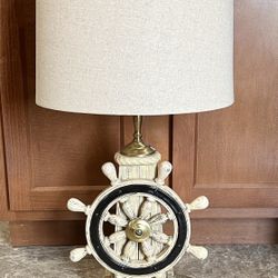 Vintage Ceramic Ship Wheel Lamp