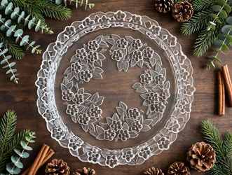 Crystal Glass Serving Platter — Grape Cluster Wreath
