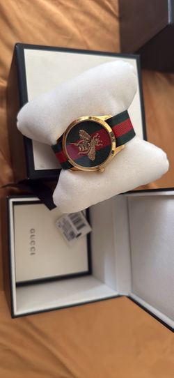 Gucci G-Timeless Bee Web Stripe Watch