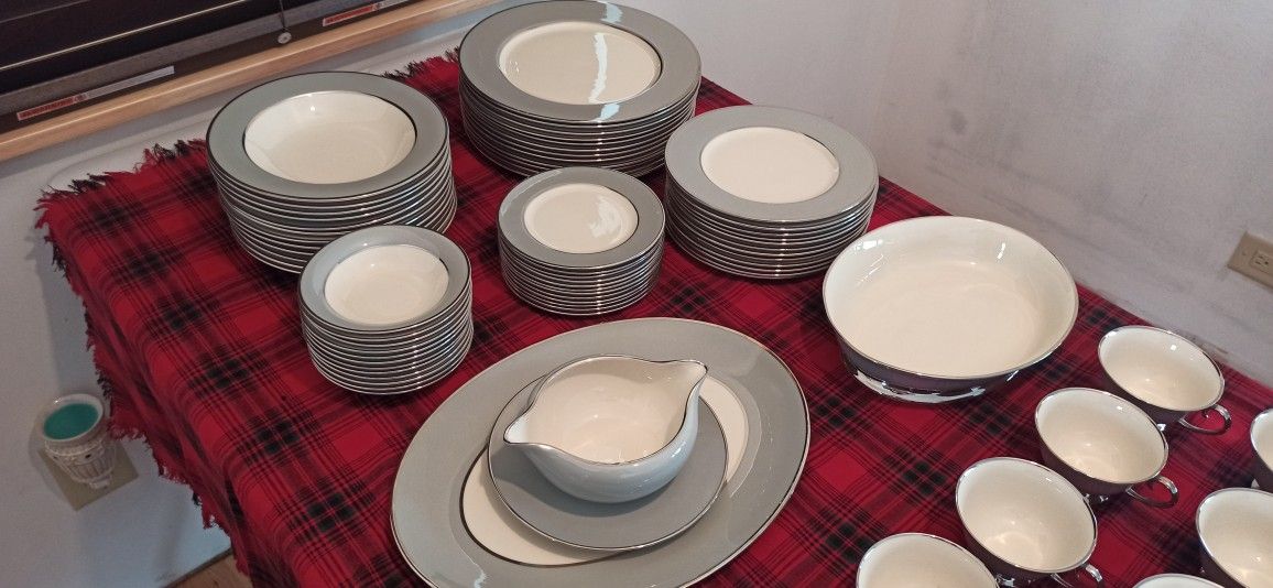 Vtg Brookmere Flintridge China Made In California Gray Platinium Rimme