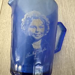 Vintage Depression Glass Hazel-Atlas Glass Co Shirley Temple cobalt Blue Pitcher 4.5"H Authentic