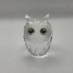 Vintage Swarovski crystal small owl figurine paperweight 2.5 inch tall