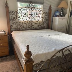 Cal King Size Four Poster Rustic Spanish Style Iron King Bed Frame Mattress Not Included