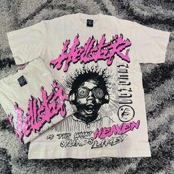 Hellstar Records T Shirt Pink/White