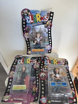 Vintage Clerks Inaction Figures Rene(2003) Loki (2004) Sissy (2005) lot 3