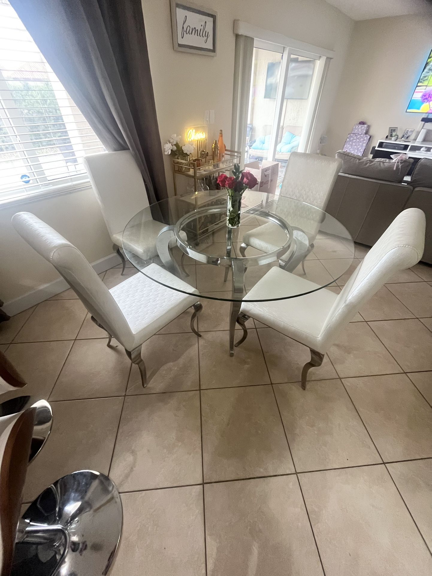 Table Letty-Gl48-T Chintaly Imports Furniture Letty Table and Lizbon Side Chair (4 Chairs)