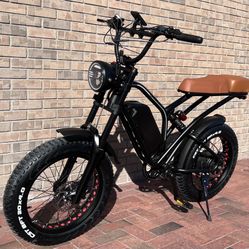 1000 Watt Electric Chopper Retro/70’s Style Ebike Hydraulic Brakes (Full Suspension) 25ah Battery (Black-or-Green)
