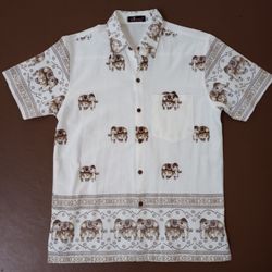 Baron Elephant Print Men's Button Up Shirt sized Medium New w/o Tags