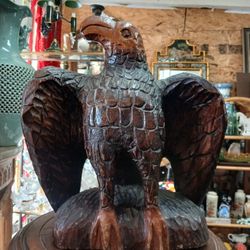 FOLK ART CARVED WOOD EAGLE