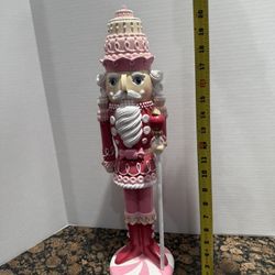New TikTok Peppermint Square Giant 22” Hot Pink Nutcracker Christmas Heavy