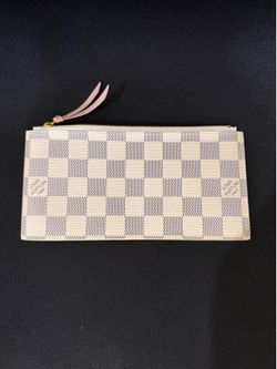 Louis Vuitton Felicie Zipper Insert Damier Azur Pink Wallet Pouch Authentic Gold