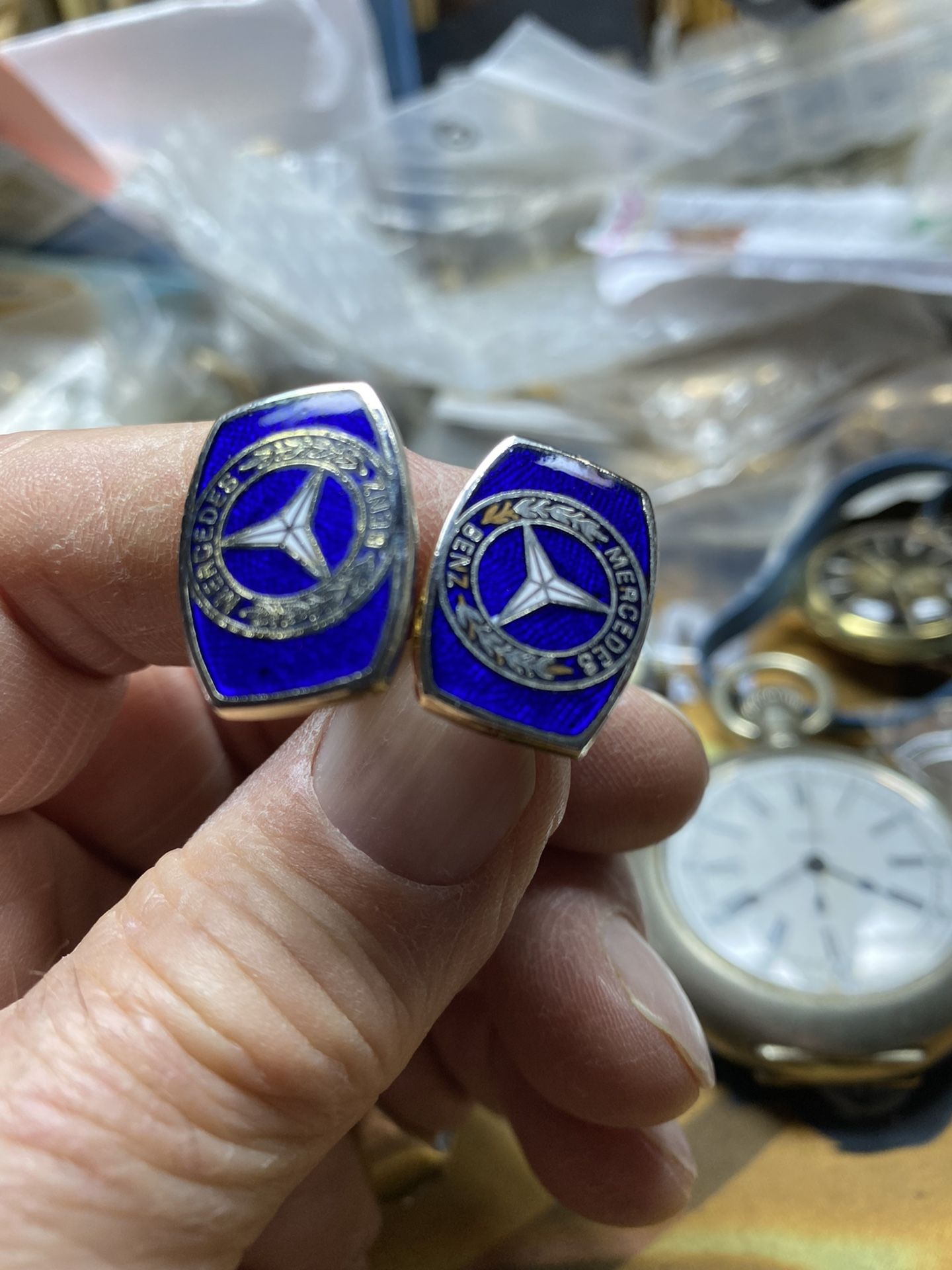 Mercedes Benz Cuff links Made In Windsor England Dark Blue...