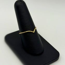 10k solid yellow gold ‘V’- shape Boho Chevron wishbone Ring curved wedding band sz9.5