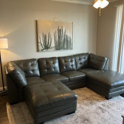 Living Spaces Leather Sectional 