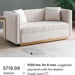 Vertical Channel Tufted Upholstered Sofa Couch For Living Room 