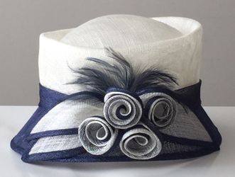 Ivory & Navy Blue Straw Hat