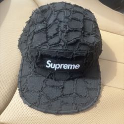 Supreme Frayed Croc Denim Camp Cap