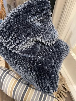 Blue set of bathroom rugs