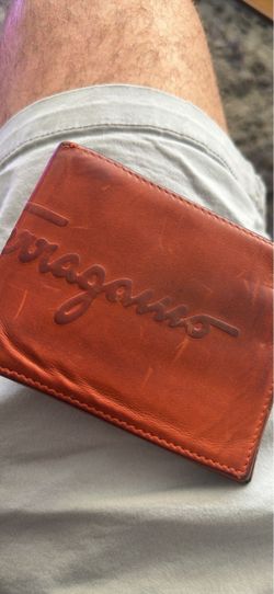 Authentic Vintage Salvatore Ferragamo Brown Leather Script Logo Bifold Wallet