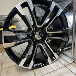 Set Of 4 New 24” 24x10 G10 Black And Machine Replica Wheels Rims