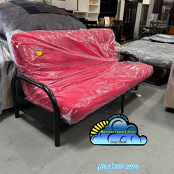 Full Size Metal Bed With Mattress Included Futon New 