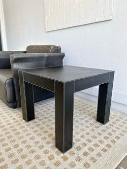 Leather Parson style side table