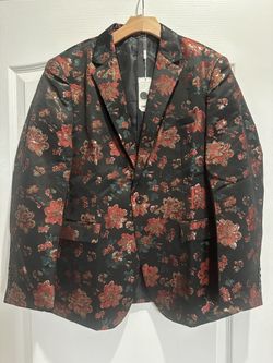 COOFANDY Mens Floral Tuxedo Jackets Slim Fit Suit Blazer Jacket for Christmas Dinner Party Prom Wedding 