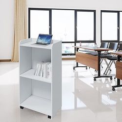 
Podium Stand - Hostess Stand with Wheels, Portable Podium Stand Reception Desk with Adjustable Shelf, Pulpits for Churches, Mobile Lectern Podium for