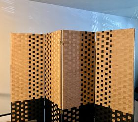 Natural Woven Fiber Folding Room Divider