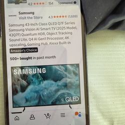 Brand new in original box Samsung Q7F qled 43” tv