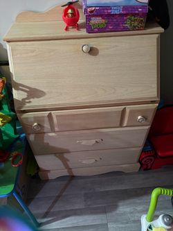 Light Wood Secretary Desk with Drawers