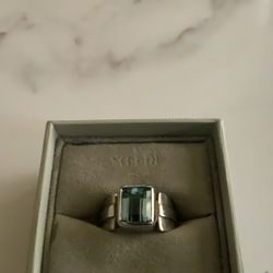 Sterling Rectangular Topaz Ring