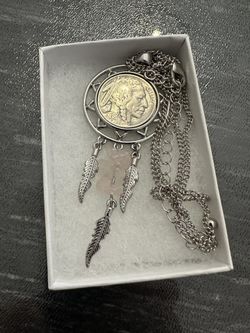 Buffalo Nickel Dream Catcher Coin Pendant Necklace