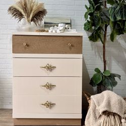 MCM Style Wood Small Tallboy dresser 4 Drawer